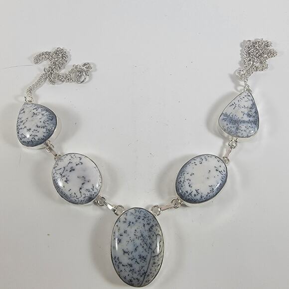Dendritic Agate Pendant in Sterling Silver Handmade Artisan Gemstone Necklace - Picture 1 of 10